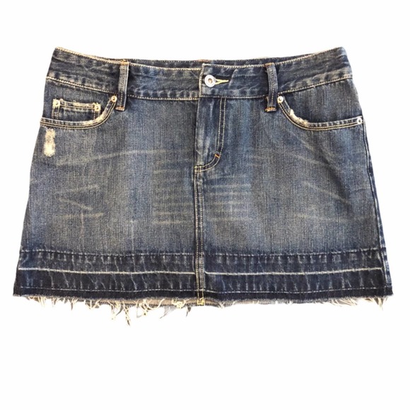 American Eagle Outfitters Dresses & Skirts - American Eagle Dark Denim Distressed Cutoff Skirt